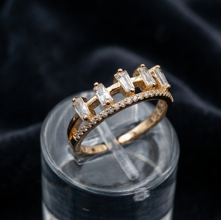 Luxury Dual Row Crown Ring