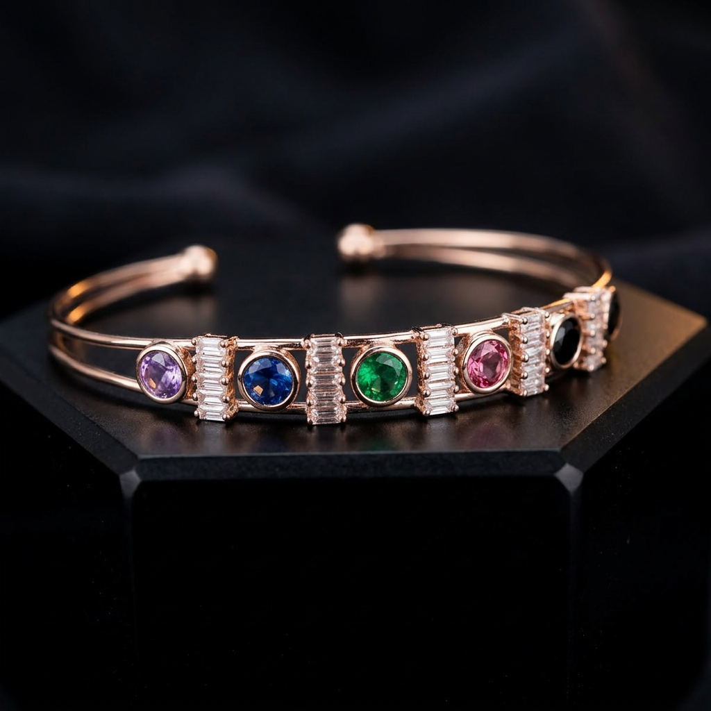 Split Band Rainbow Gem Bracelet