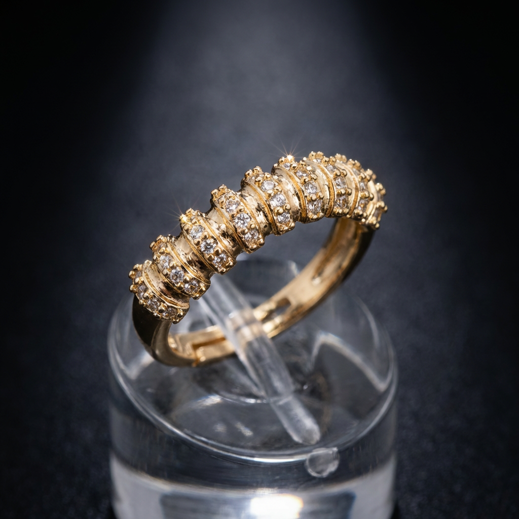 Premium Ribbed Pattern Statement Ring