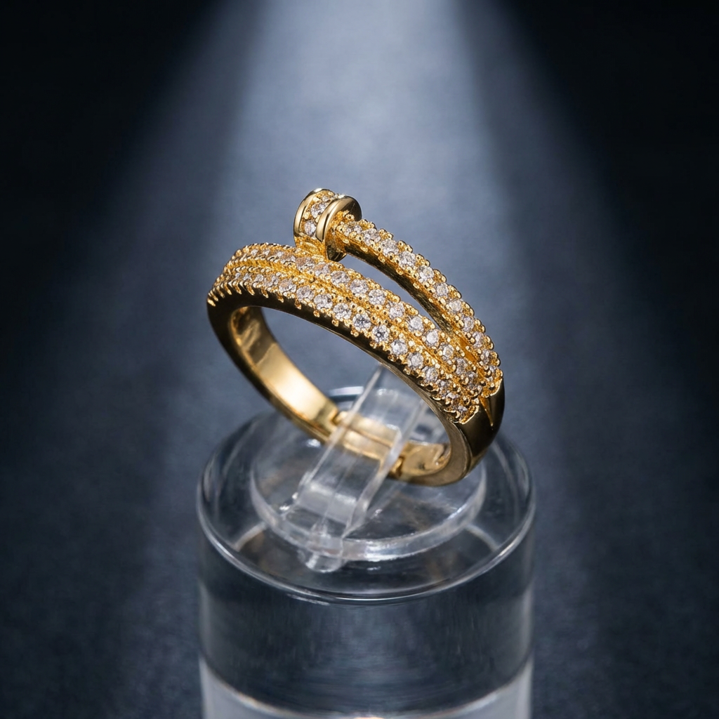 Luxury Nail Inspired Open Adjustable Ring