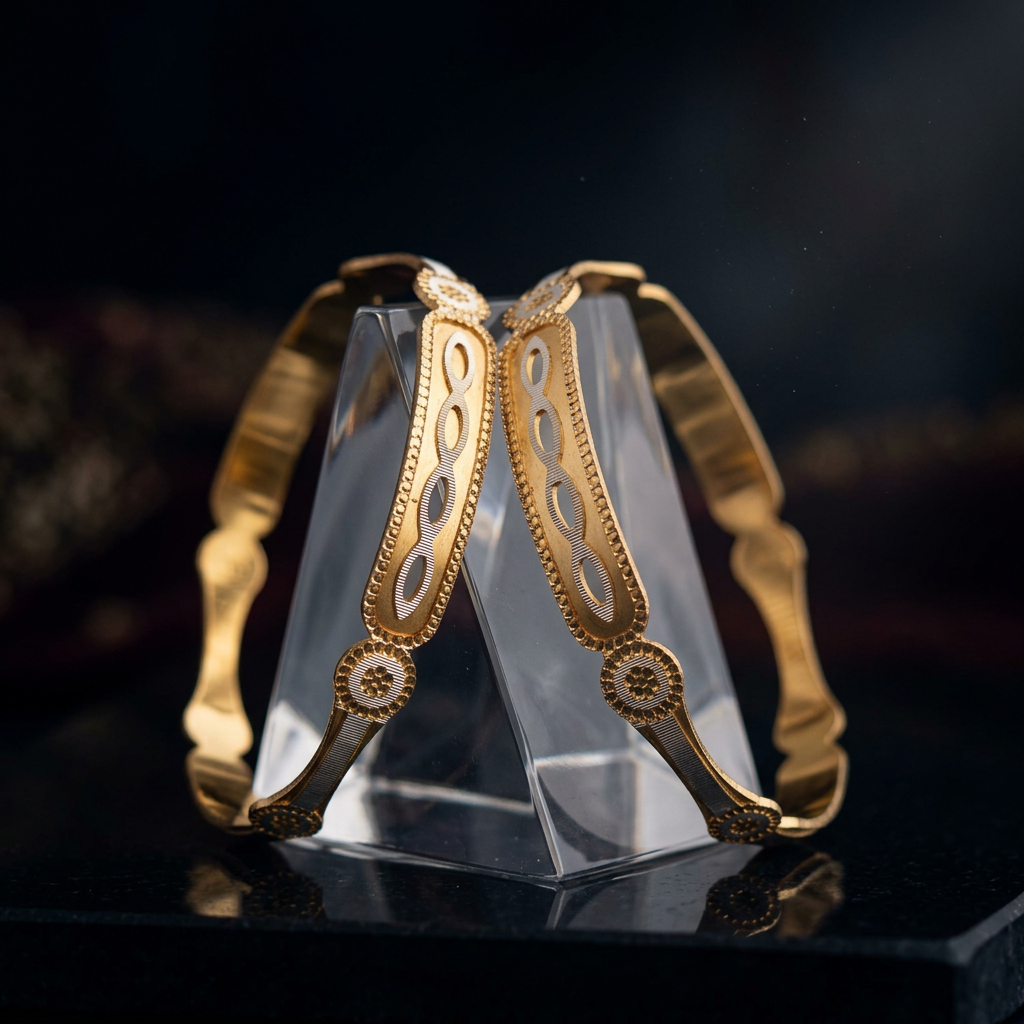 CNC Machine-Cut Dual-Tone Geometric Bracelet
