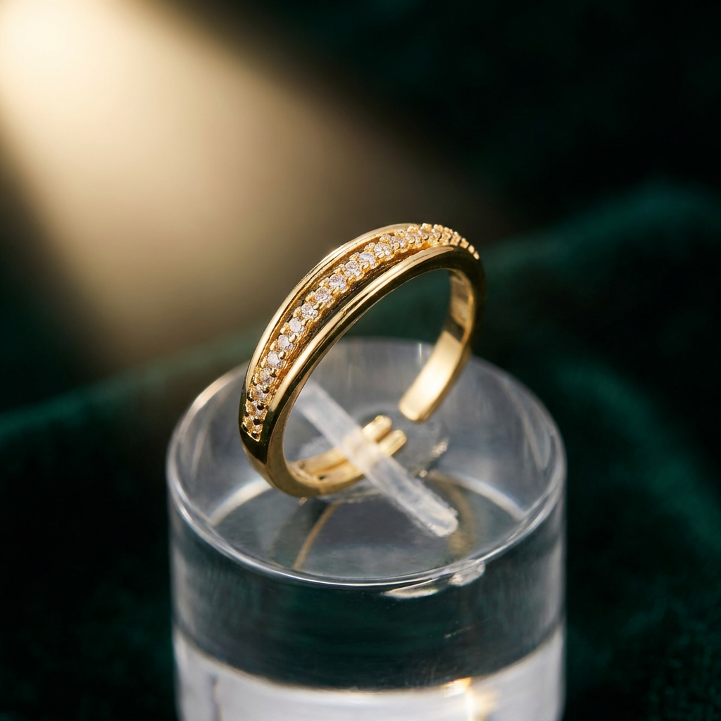 Adjustable Double Band CZ Accent Ring