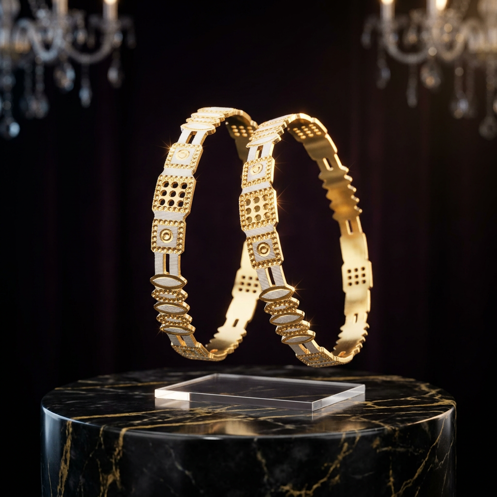 CNC Machine-Cut bracelet - Two-Tone Geometric Patterned