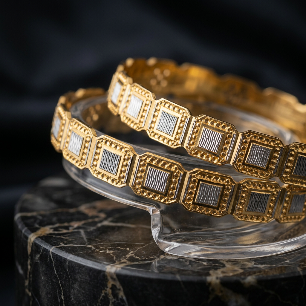 CNC Machine-Cut Two-Tone Geometric Bracelet