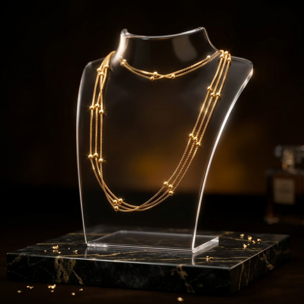 Triple Layered Beaded Chain Necklace