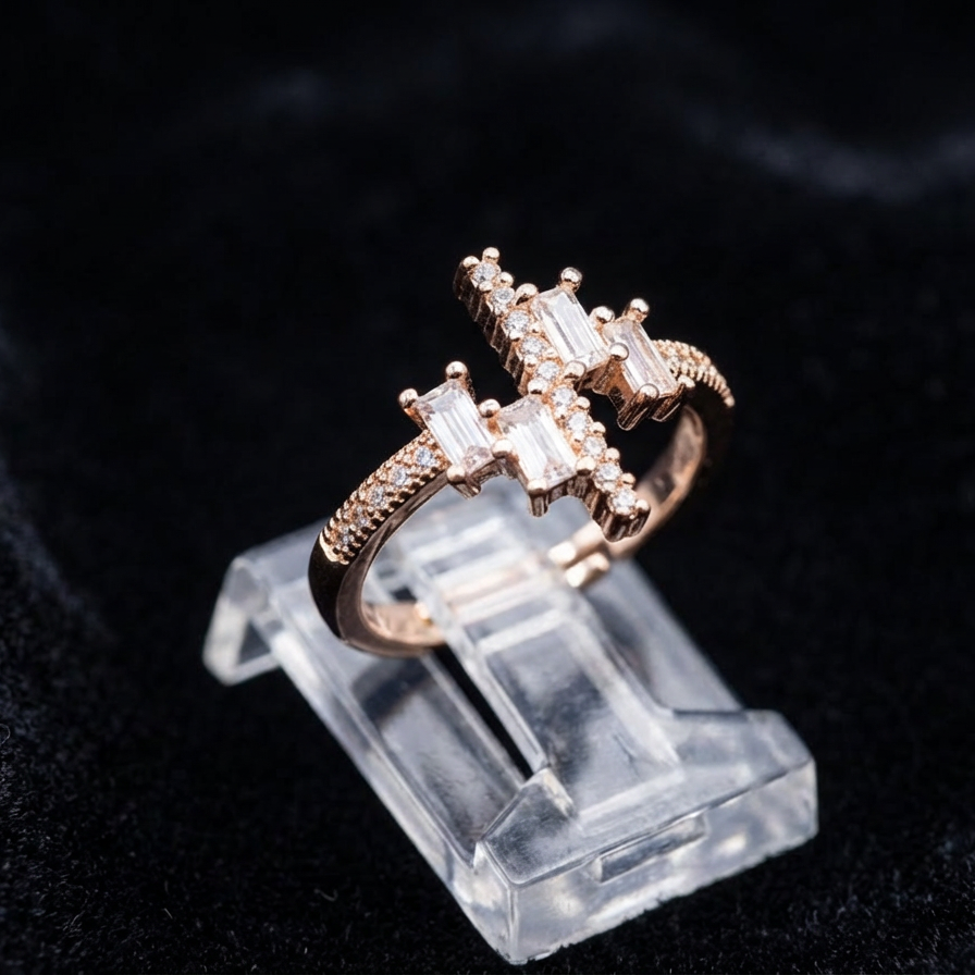 Luxury Asymmetrical Cluster Ring