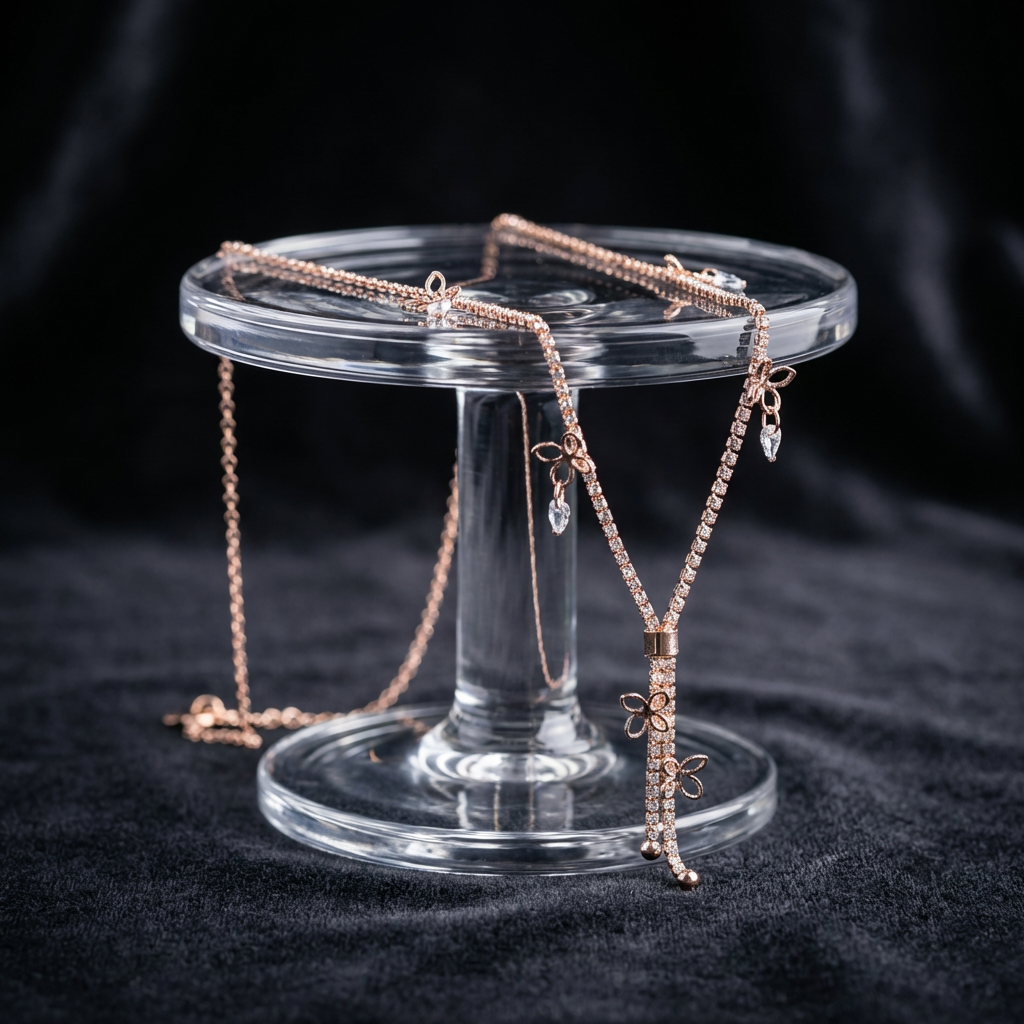 Butterfly Tassel Station Lariat Necklace
