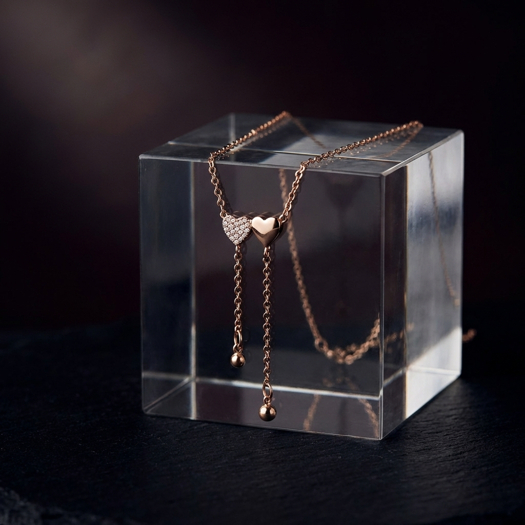 Romantic Double Heart Drop Necklace
