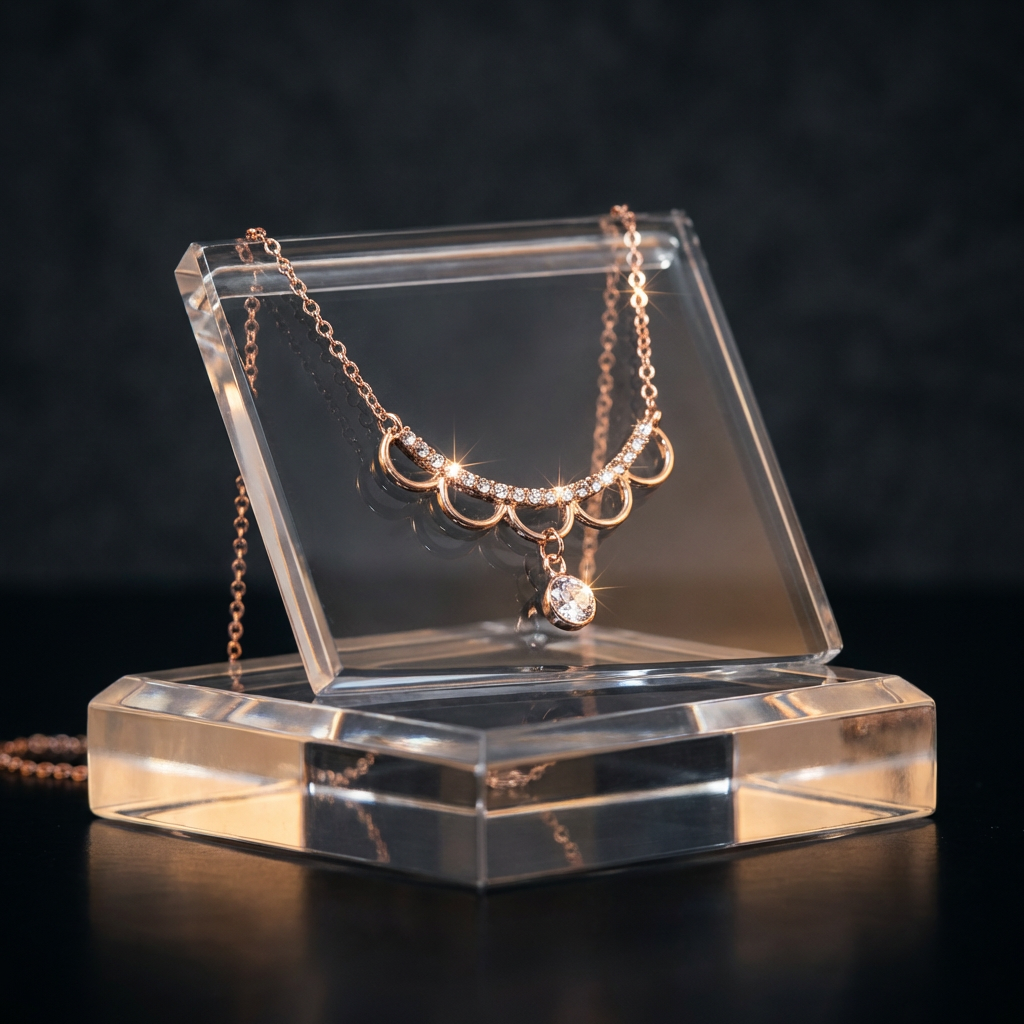 Elegant Pave Pendant Chain Necklace