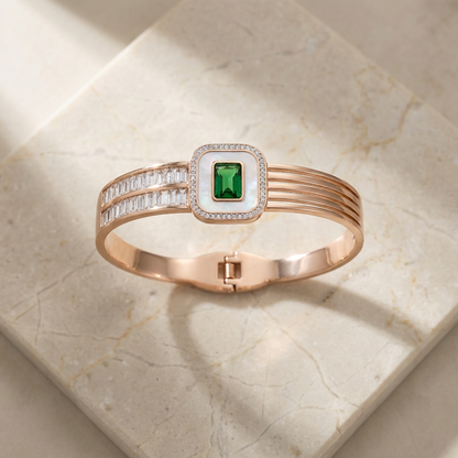 Embellished Open-Work Geometric Motif Bangle Bracelet