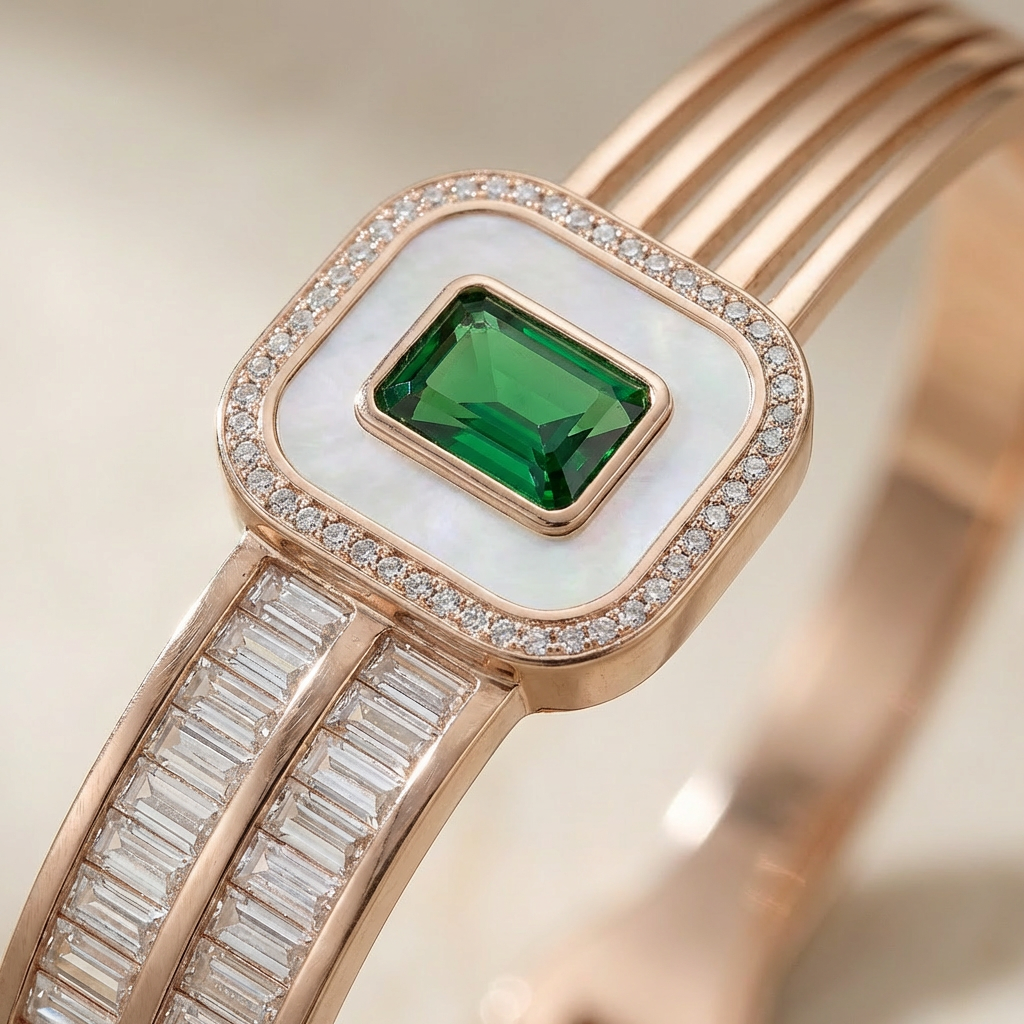 Embellished Open-Work Geometric Motif Bangle Bracelet