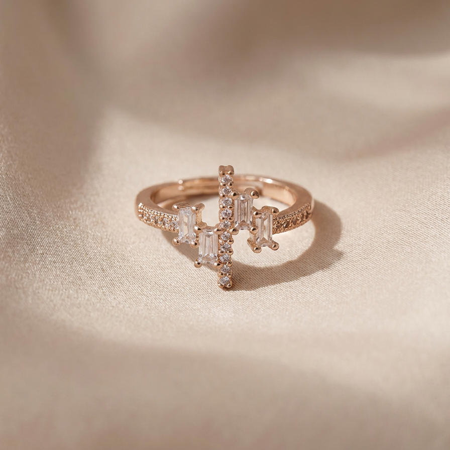 Luxury Asymmetrical Cluster Ring