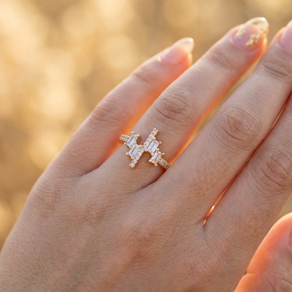 Luxury Asymmetrical Cluster Ring