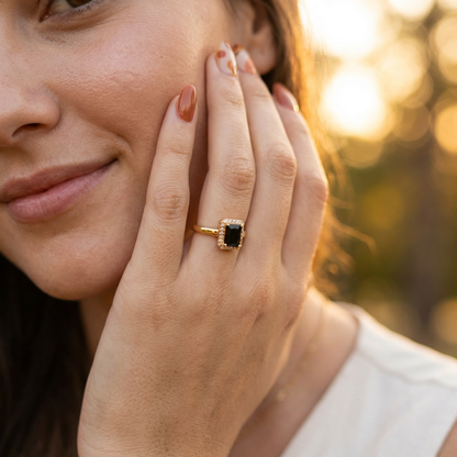 Designer Square Halo Statement Ring