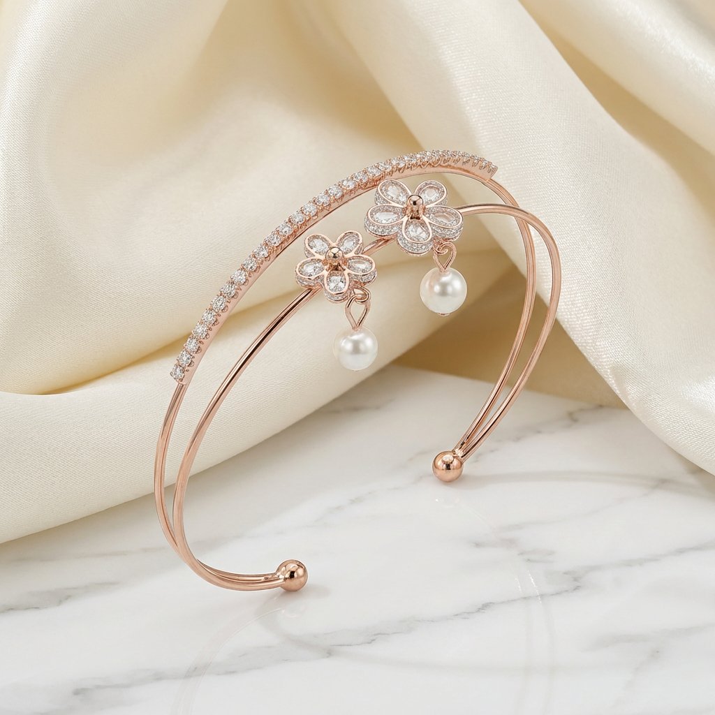 Designer Inspired Bloom & Pearl Bracelet