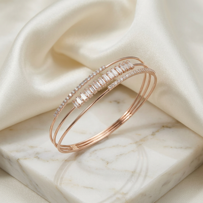 Baguette Cut Tri-Line Bracelet