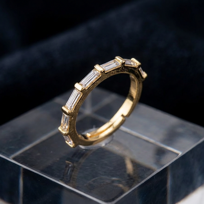 Adjustable Baguette Eternity Band Ring with CZ Stones