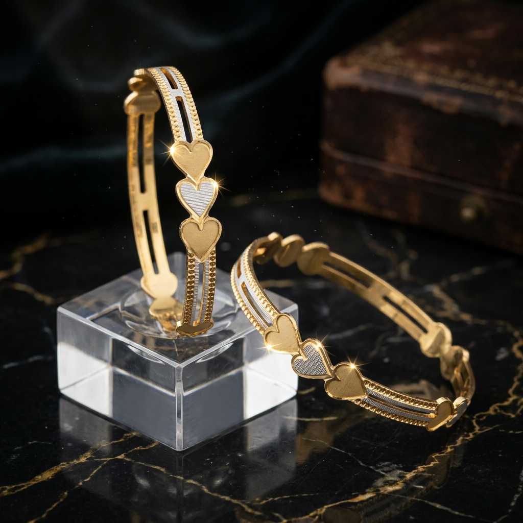 Heart Motif Designer Bracelet Pair