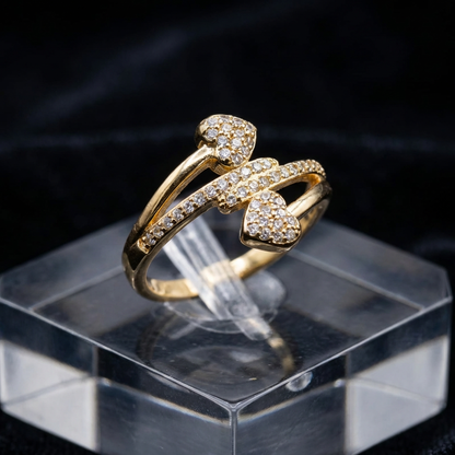 Romantic Two Heart Bypass Ring