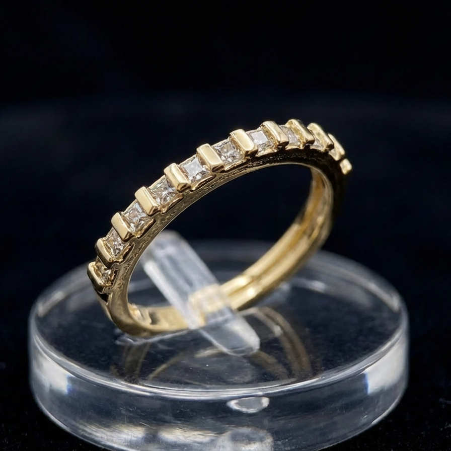 Stylish Baguette Half Band Ring