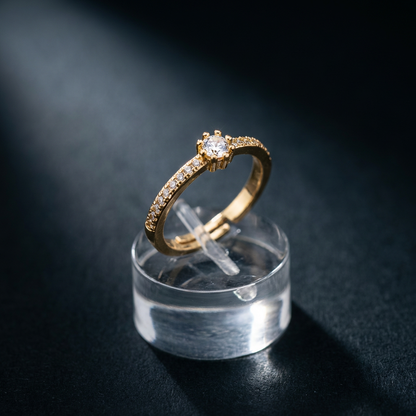 Adjustable Solitaire Ring with Crown-Set