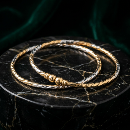 Dual-Tone Open-Ended Kada Bracelet