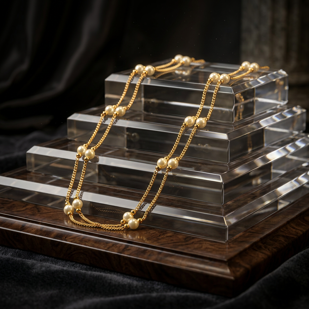 Double Layered Pearl Chain Necklace