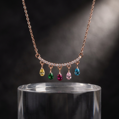 Elegant Crystal Bar Charm Necklace