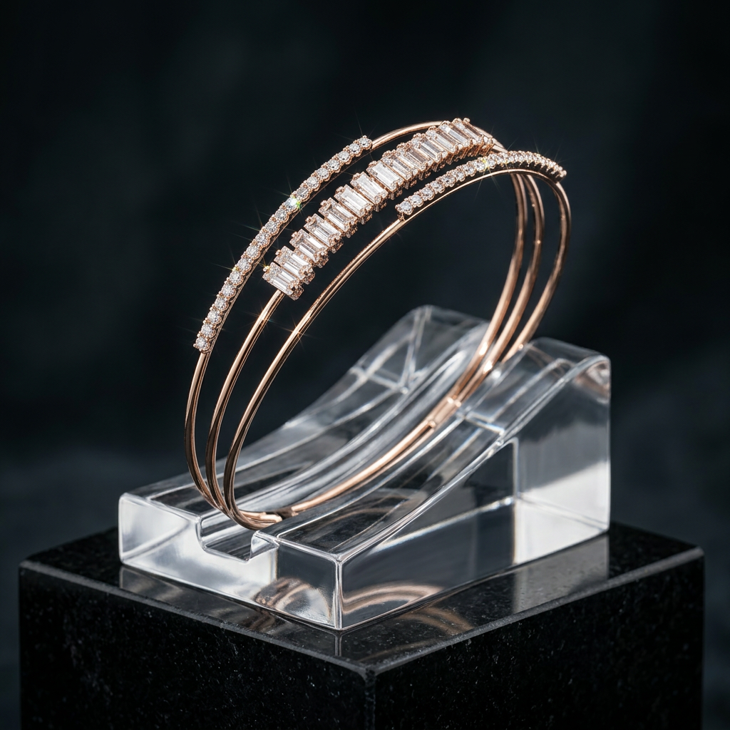 Baguette Cut Tri-Line Bracelet