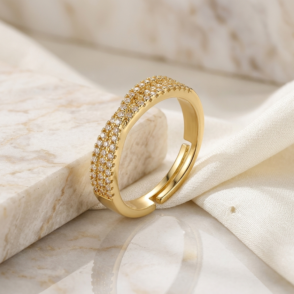 Modern Multi-Row Statement Ring with Center Detail