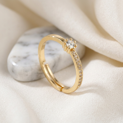 Adjustable Solitaire Ring with Crown-Set
