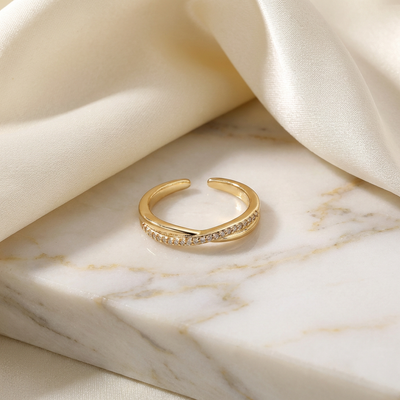 Adjustable Criss-Cross Wave Ring