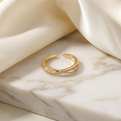 Adjustable Criss-Cross Wave Ring