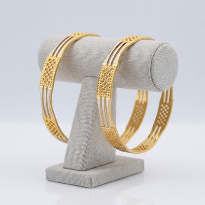 Triple-Line CNC Bracelet - Two-Tone Machine-Cut