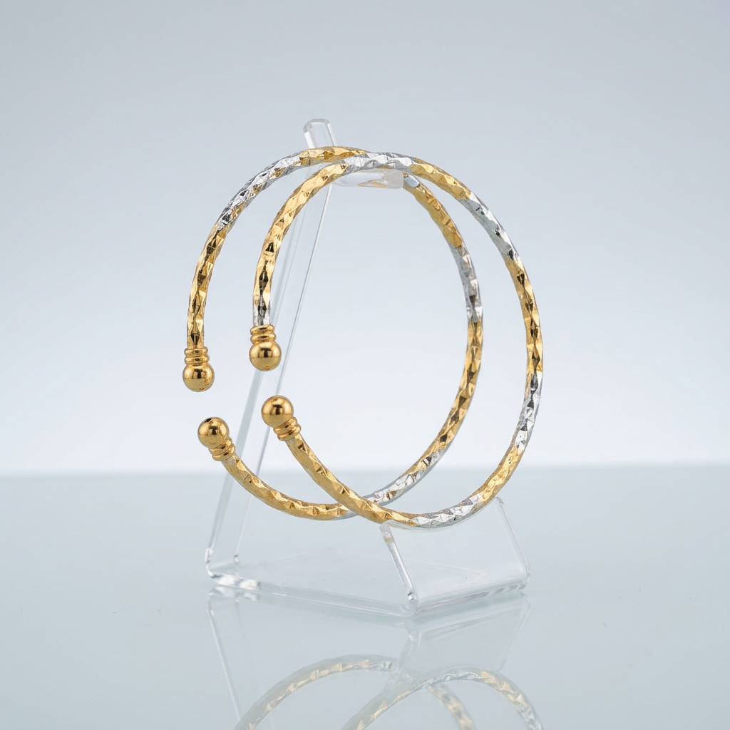 CNC Machine-Cut Two-Tone Geometric Bracelet