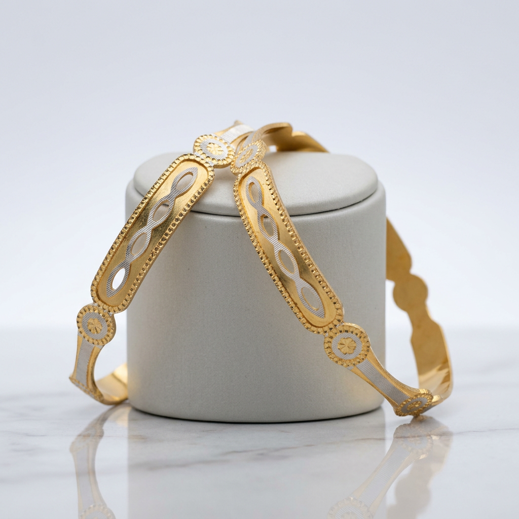 CNC Machine-Cut Dual-Tone Geometric Bracelet