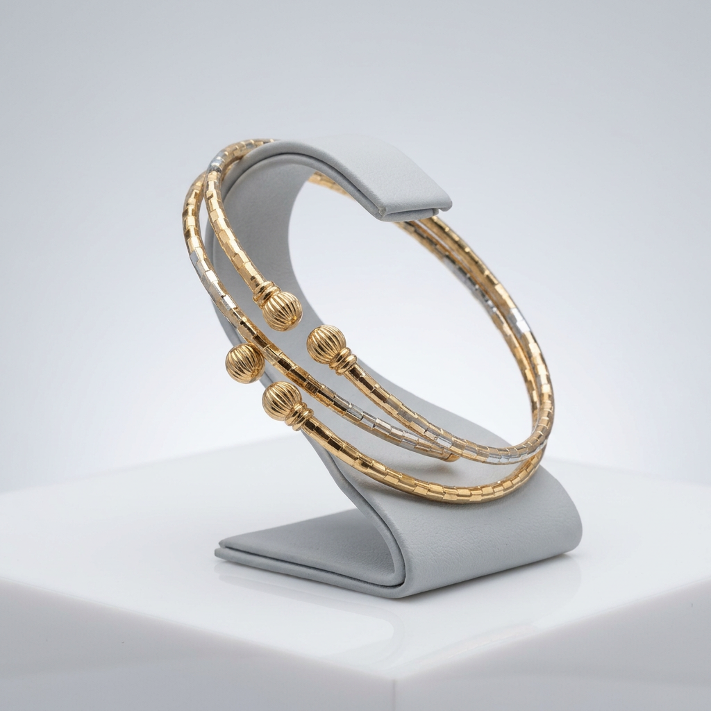 Dual-Tone Plated Open-Ended Bracelet