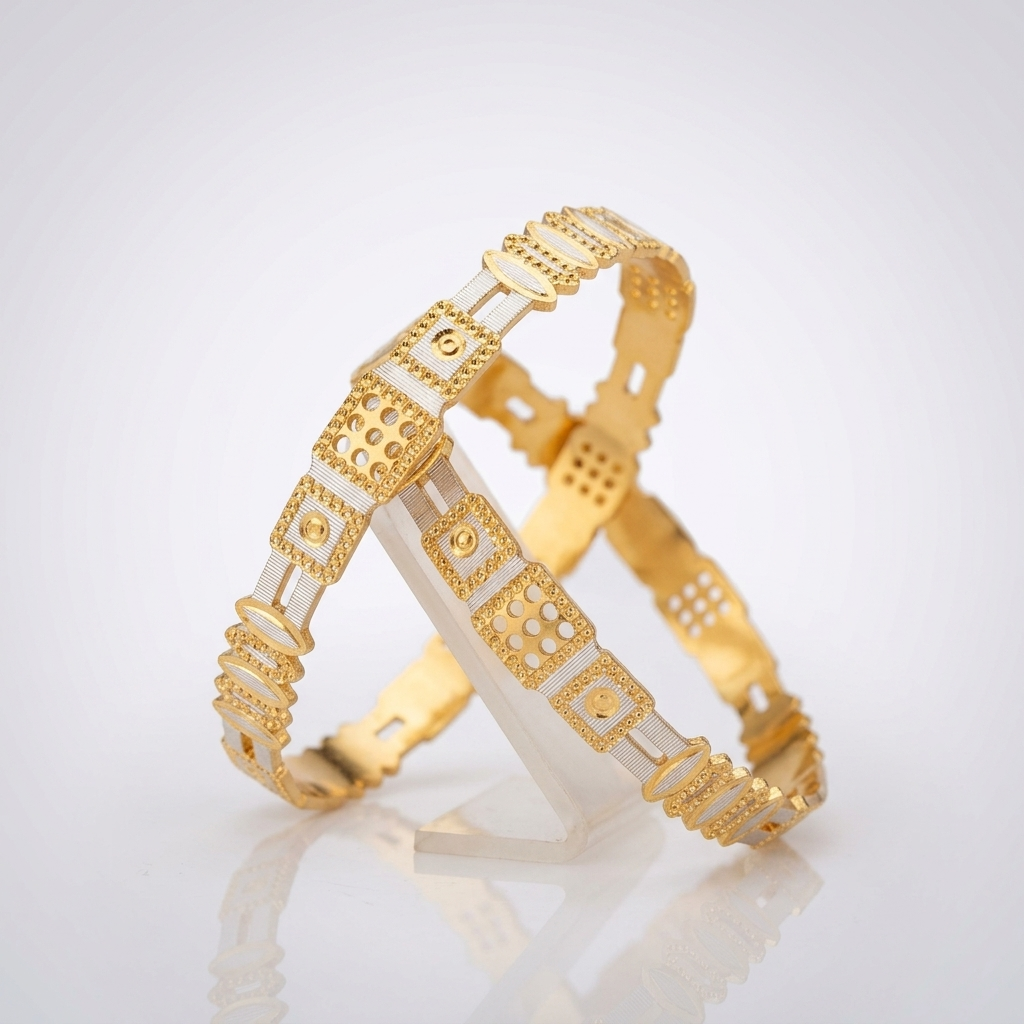 CNC Machine-Cut bracelet - Two-Tone Geometric Patterned