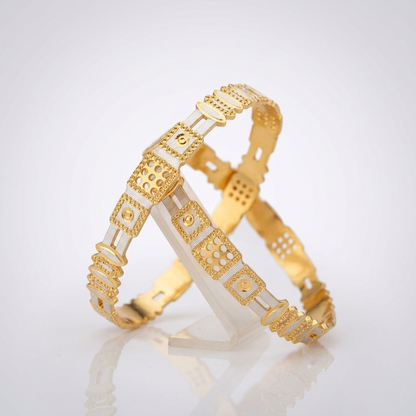CNC Machine-Cut bracelet - Two-Tone Geometric Patterned