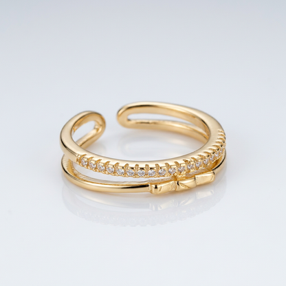 Triple-Layer Adjustable Cuff Ring