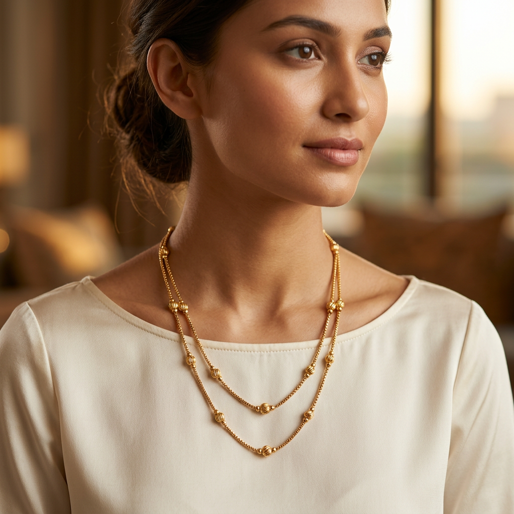 Dual Tone Beaded Jewellery Set with Adjustable Fit