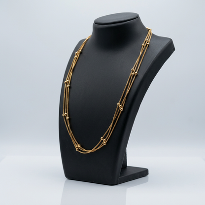 Triple Layered Beaded Chain Necklace