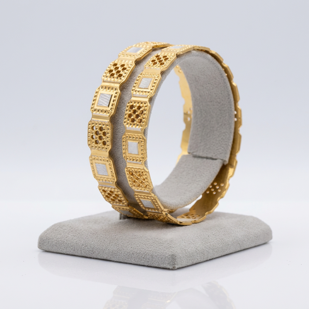 CNC Machine-Cut Two-Tone Geometric Bracelet