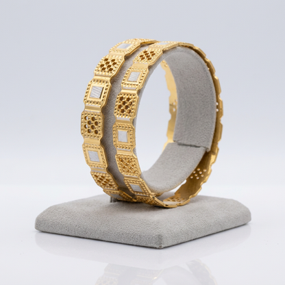 CNC Machine-Cut Two-Tone Geometric Bracelet