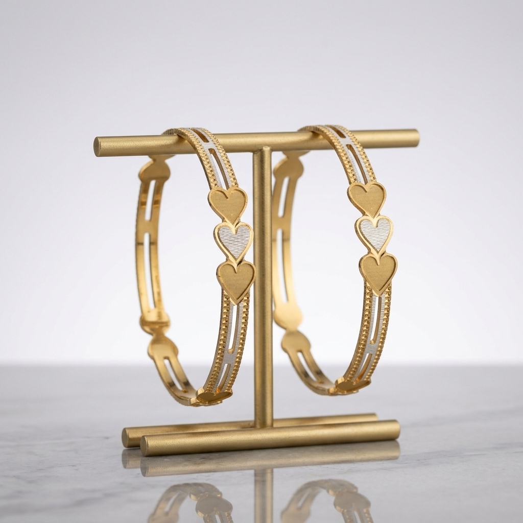 Triple-Band Heart  Two-Tone Interlocking Heart Bracelet