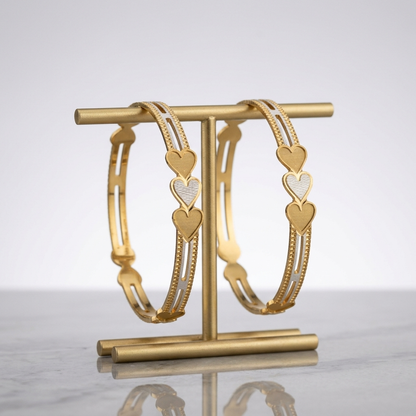 Triple-Band Heart  Two-Tone Interlocking Heart Bracelet