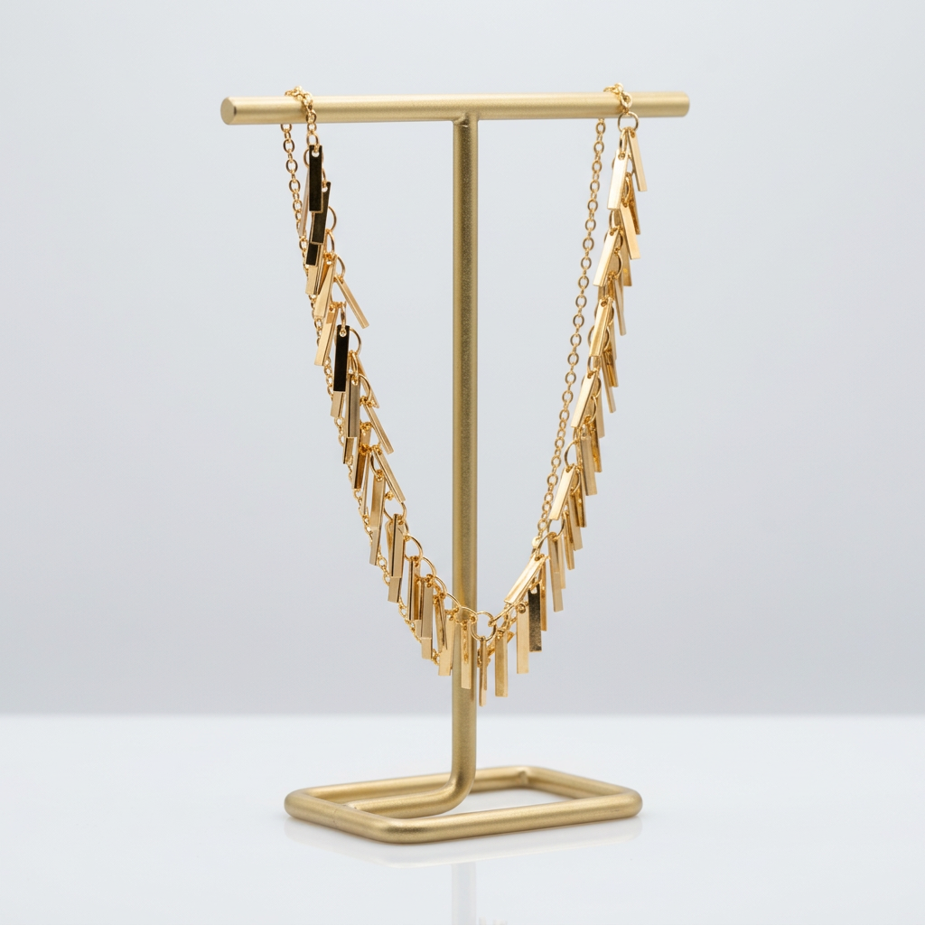 Leaf Fringe Statement Necklace with Fan Bib Design