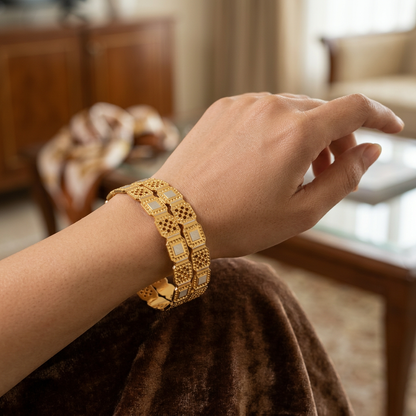 CNC Machine-Cut Two-Tone Geometric Bracelet