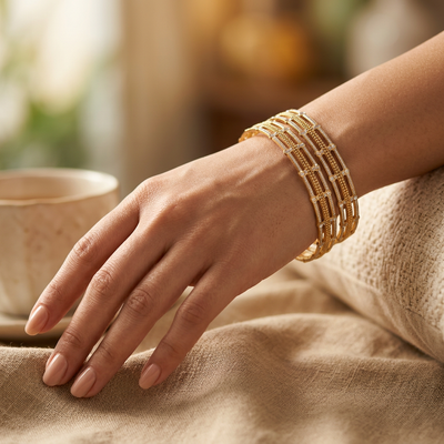 Triple-Line Two-Tone Multi-Row Bracelet