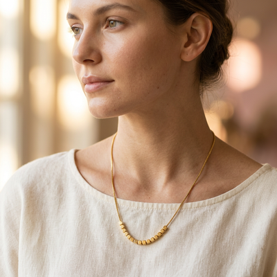 Dual Tone Beaded Necklace and Bracelet Jewellery Set